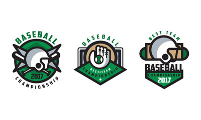 Wall Mural - Baseball Best Team Logo Design Set, Tournament, Championship, Sport Team, Club Identity Retro Badges Vector Illustration