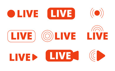 Poster - live streaming icons. livestream icon, stream broadcast online isolated logo. internet video signs, 