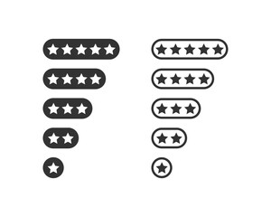 Wall Mural - rating stars icons. five stars feedback. product rating or customer review five star for app. vector