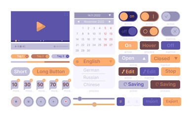 Poster - Ui web templates. Modern clean smartphone theme wireframes app elements buttons interface icon dividers garish vector set. Illustration ui interface application, software app button