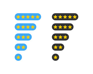 Wall Mural - rating stars icons. five stars feedback. product rating or customer review five star for app. vector