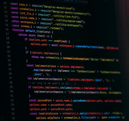 programming code abstract screen of software developer. computer script.