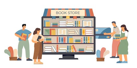 Wall Mural - Book Shop Online Flat Composition