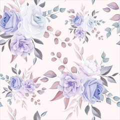  Romantic flower seamless pattern with purple flower decoration
