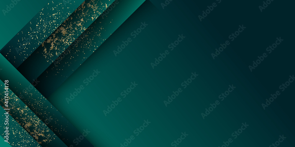 Modern simple dark green and gold glitter abstract geometric background ...