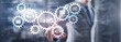 © Funtap - IaaS Infrastructure as a Service. Blue Online Gear Internet and networking concept