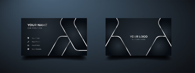 Wall Mural - luxury business card design with abstract metallic lines. new geometric shape with elegant design. e