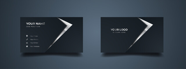 Wall Mural - futuristic business card design. modern shape with abstract silver. luxury dark gradient background.