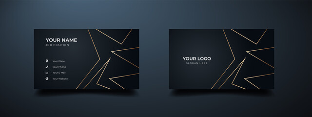 Wall Mural - luxury and elegant business card with dark black. abstract golden line background. decorative vector
