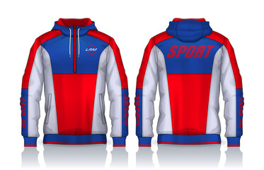 Hoodie shirts template.Jacket Design,Sportswear Track front and back view.
