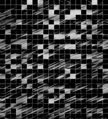 Poster - Stormy streaks and square blocks abstract background in black and white