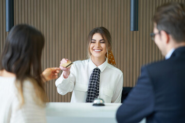 Receptionist working in a hotel