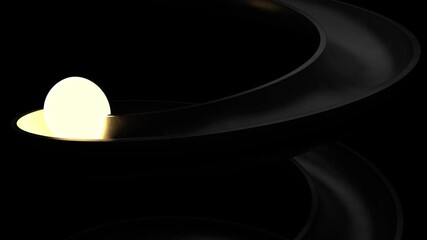 Poster - 3d render of a sphere rolling down the pipe. Loopable animation sequence. The sphere is a half-illuminated, half dark, black helix pipe.