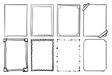 Hand Drawn Frames. Handdrawn Scribble Simple Box. Vector Empty Drawing Photo Borders