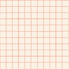 Wall Mural - Beige seamless pattern with orange grid lines