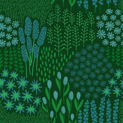 Rustic seamless pattern with wildflowers.