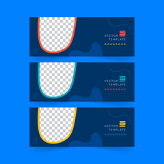 Wall Mural - Set of modern design template with abstract shapes in blue color. Minimal design for brochure, flyer, banner, poster, and branding design. Vector illustration