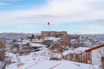 Wall Mural - Ankara Castle is a popular tourist attraction in winter. Ankara, Turkey.