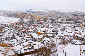 Wall Mural - Panoramic Ankara view Altindag district from Ankara castle in winter time