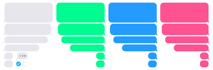 phone bubbles sms empty set. isolated chat app bubble on white background. conversation composer for