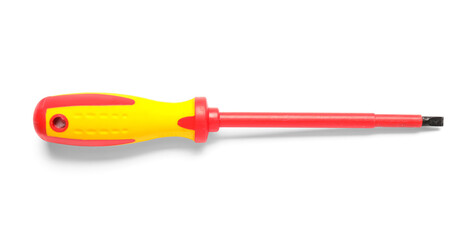 New screwdriver on white background