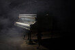 Old grand piano on the dark stage