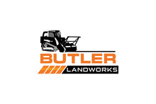 Butler Logo Template Vector. Heavy Equipment Logo Vector For Construction Company. Creative Excavator Illustration For Logo Template.
