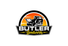Butler Logo Template Vector. Heavy Equipment Logo Vector For Construction Company. Creative Excavator Illustration For Logo Template.