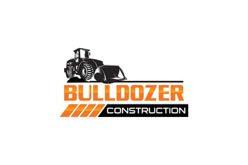 Bulldozer logo template vector. Heavy equipment logo vector for construction company. Creative excavator illustration for logo template.