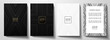 © Shiny777 - Modern black cover, frame design set. Luxury creative line pattern in premium colors: black, gold and white. Formal vector layout useful for notebook cover, business poster, brochure template