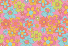 Retro Seamless Pattern With Flowers For Social Media Posts, Banner, Card Design, Etc.