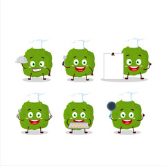 Sticker - Cartoon character of kaffir lime fruit with various chef emoticons