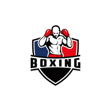 Silhouette Of A Muscular Boxer Mascot Logo Design