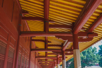 Door beams of Chinese ancient palace wooden building