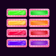Wall Mural - set of game ui pink diamond and jelly colorful button for gui asset elements vector illustration