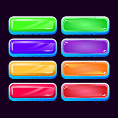 Wall Mural - set of game ui ice diamond and jelly colorful button for gui asset elements vector illustration