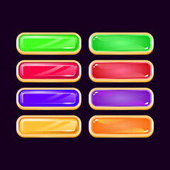 Wall Mural - set of game ui golden diamond and jelly colorful button for gui asset elements vector illustration