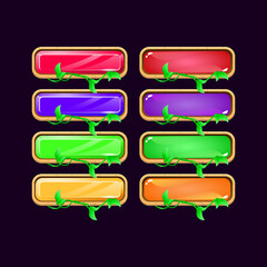 Wall Mural - set of game ui wooden leaves diamond and jelly colorful button for gui asset elements vector illustr