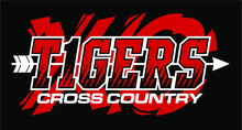 Tigers Cross Country Team Design With Arrow For School, College Or League