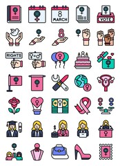 Wall Mural - International Women's Day related filled icon set 2