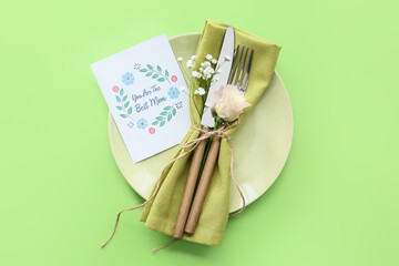 Canvas Print - Beautiful table setting for Mother's Day on color background