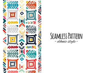 Poster - Ethnic handmade ornament, seamless pattern