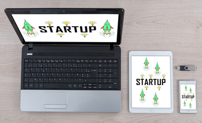 Canvas Print - Startup concept on different devices