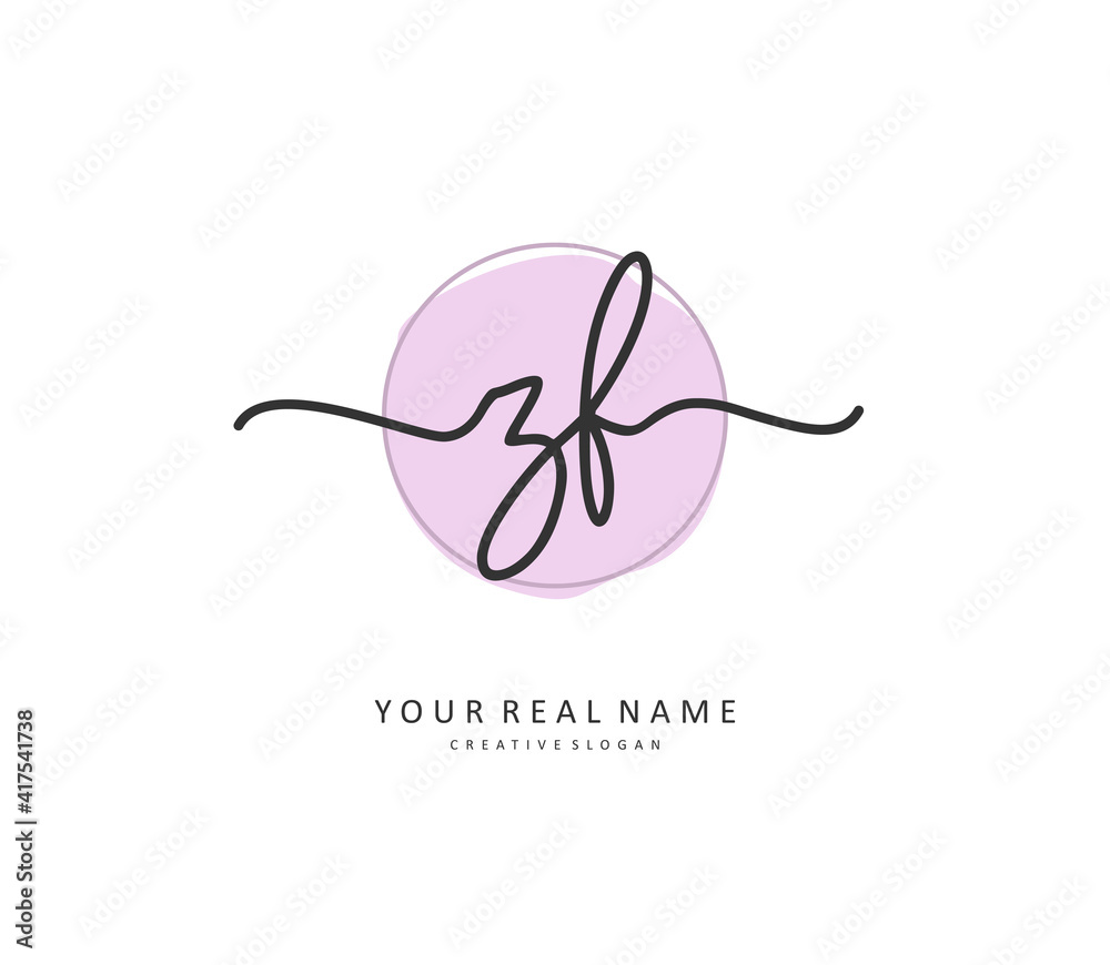 ZF Initial letter handwriting and signature logo. A concept handwriting ...