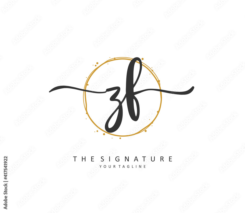 ZF Initial letter handwriting and signature logo. A concept handwriting ...