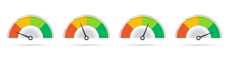 Poster - Set of colorful rating indicator icons in a flat design