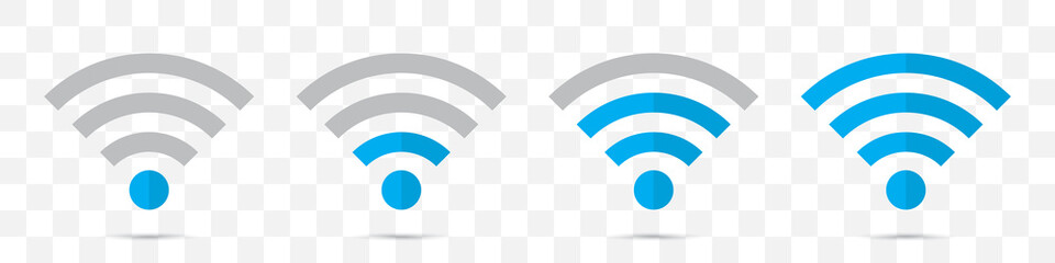 Poster - Set of blue wifi icons in a flat design