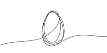 Egg Line Art, Continuous One Line Drawing Of Single Egg Shape, Black And White Graphics