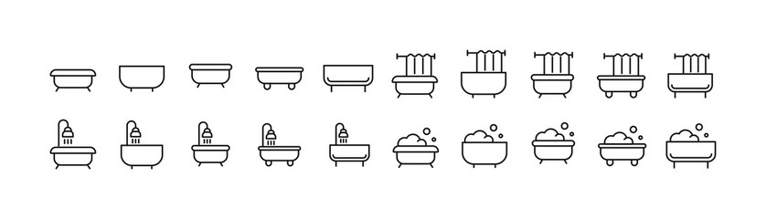 Wall Mural - Premium pack of bath line icons.