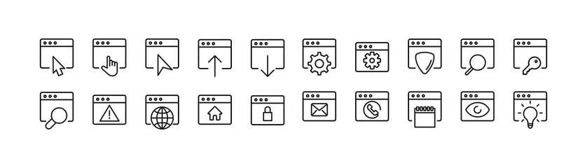 Poster - Editable vector pack of browser line icons.